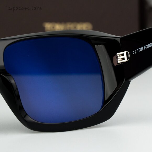 BRAND NEW Tom Ford FT1035-N RYDER 01A Shiny Black Grey Square Women Sunglasses main image 8